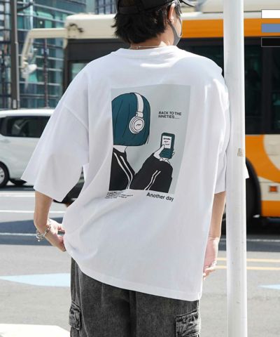 ILL’S(イルズ)24SS 新柄追加 イラストバックプリント / ワンポイント刺繍 ビッグシルエット半袖Tシャツ カットソー ユニセックス