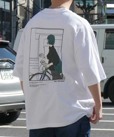 ILL’S(イルズ)24SS 新柄追加 イラストバックプリント / ワンポイント刺繍 ビッグシルエット半袖Tシャツ カットソー ユニセックス
