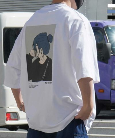 ILL’S(イルズ)24SS 新柄追加 イラストバックプリント / ワンポイント刺繍 ビッグシルエット半袖Tシャツ カットソー ユニセックス