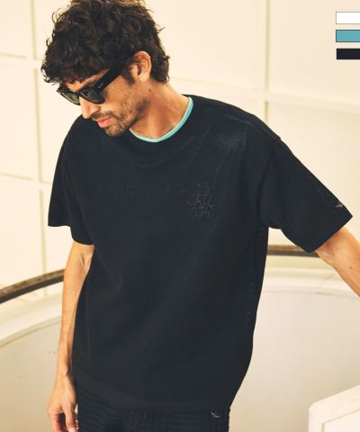 1PIU1UGUALE3 RELAX(ウノピゥウノウグァーレトレ リラックス)ロゴアイコン半袖ニットTシャツ