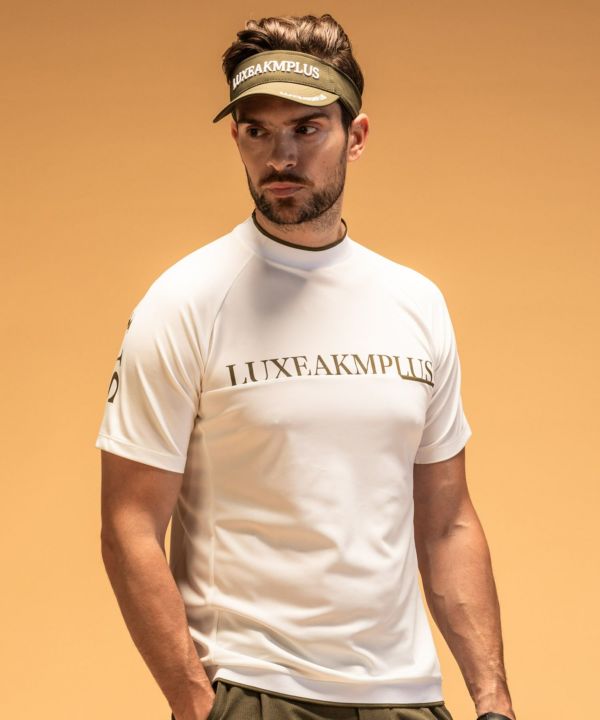 LUXEAKMPLUS 24SS バック ロゴ 半袖 モックネック Tシャツ LUXE AKM PLUS LUXEAKMPLUS リュクスエイケイエムプラス ゴルフ