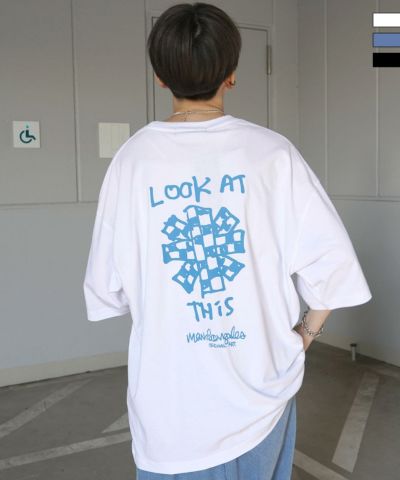 MARK GONZALES ARTWORK COLLECTION(マーク ゴンザレス)フロント バックプリント ワンポイント刺繍 モチーフ ビッグシルエットTシャツ ユニセックス カットソー