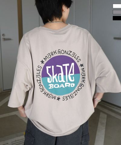 MARK GONZALES ARTWORK COLLECTION(マーク ゴンザレス)フロント バックプリント ワンポイント刺繍 モチーフ ビッグシルエットTシャツ ユニセックス カットソー