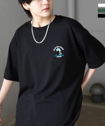 ILL'S（イルズ）ワンポイント刺繍ロゴ ヒゲおじ デイリーウォーキング ビッグシルエット半袖Tシャツ カットソー ユニセックス