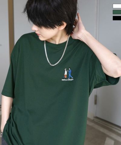 ILL'S（イルズ）ワンポイント刺繍ロゴ ヒゲおじ デイリーウォーキング ビッグシルエット半袖Tシャツ カットソー ユニセックス