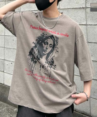 Confirm（コンファーム）ヴィンテージライク ピグメント加工 アメカジ風 レトロプリント アソートロックTシャツ カットソー ユニセックス