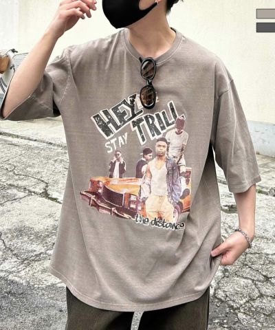 Confirm（コンファーム）ヴィンテージライク ピグメント加工 アメカジ風 レトロプリント アソートロックTシャツ カットソー ユニセックス