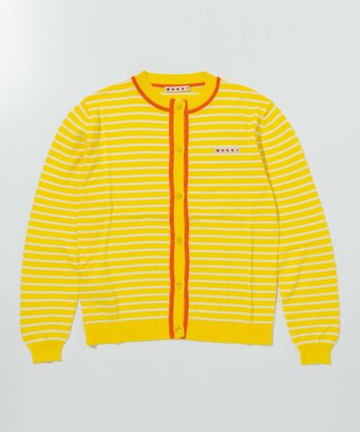 MARNI(マルニ)Kids & Junior ワンポイントブランドロゴボーダーカーディガン