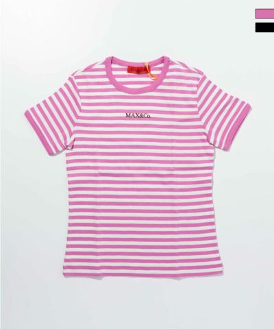 MAX&Co.(マックス アンド コー)Kids & Junior ワンポイントブランドロゴボーダー半袖Tシャツカットソー