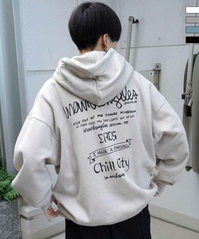 MARK GONZALES ARTWORK COLLECTION(マーク ゴンザレス)ビッグシルエット イラストバックプリント プルオーバーパーカー フーディー カットソー ユニセックス