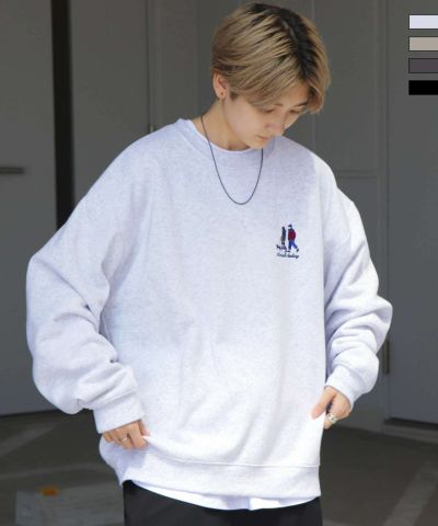 ILL'S（イルズ）ワンポイント刺繍ロゴ おじ デイリーウォーキング 8ボール ダイス ビッグシルエット プルオーバースウェット カットソー ユニセックス