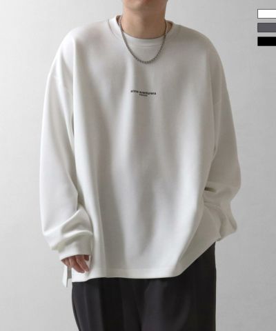 Confirm（コンファーム）ドレープとろみ オーバーサイズ ワンポイント フロントプリント ビッグシルエット ダンボールニットプルオーバースウェット
