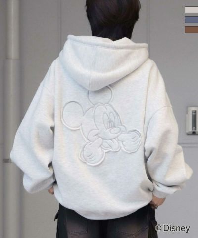 ILL'S（イルズ）Disney ディズニー ワンポイント刺繍 バックプリント ビッグシルエットプルオーバーフーディー パーカー ユニセックス
