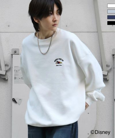 ILL'S（イルズ）ディズニーシリーズ ワンポイント刺繍 バックプリント ビッグシルエットプルオーバー クルースウェット ユニセックス