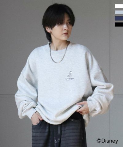 ILL'S（イルズ）ディズニーシリーズ ワンポイント刺繍 バックプリント ビッグシルエットプルオーバー クルースウェット ユニセックス