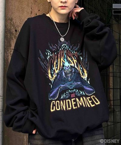ILL'S（イルズ）Disney ディズニー VILLAINS ヴィランズ ビッグシルエット ヴィンテージライク ピグメント加工 レトロプリントスウェットプルオーバー ユニセックス