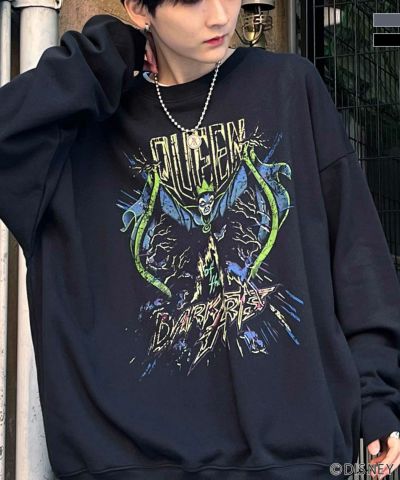 ILL'S（イルズ）Disney ディズニー VILLAINS ヴィランズ ビッグシルエット ヴィンテージライク ピグメント加工 レトロプリントスウェットプルオーバー ユニセックス