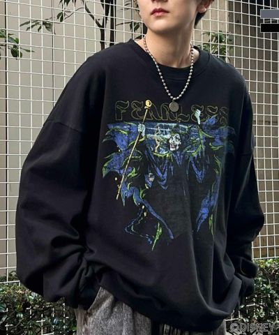 ILL'S（イルズ）Disney ディズニー VILLAINS ヴィランズ ビッグシルエット ヴィンテージライク ピグメント加工 レトロプリントスウェットプルオーバー ユニセックス