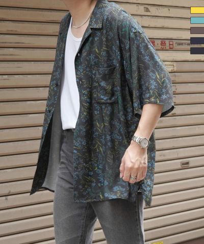 Confirm(コンファーム)ビッグシルエット オープンカラー総柄半袖シャツ フラワー / 幾何学