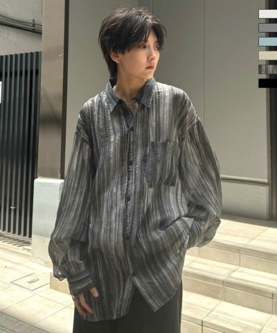 Confirm（コンファーム）ルーズシルエット デザインシアーシャツ 長袖