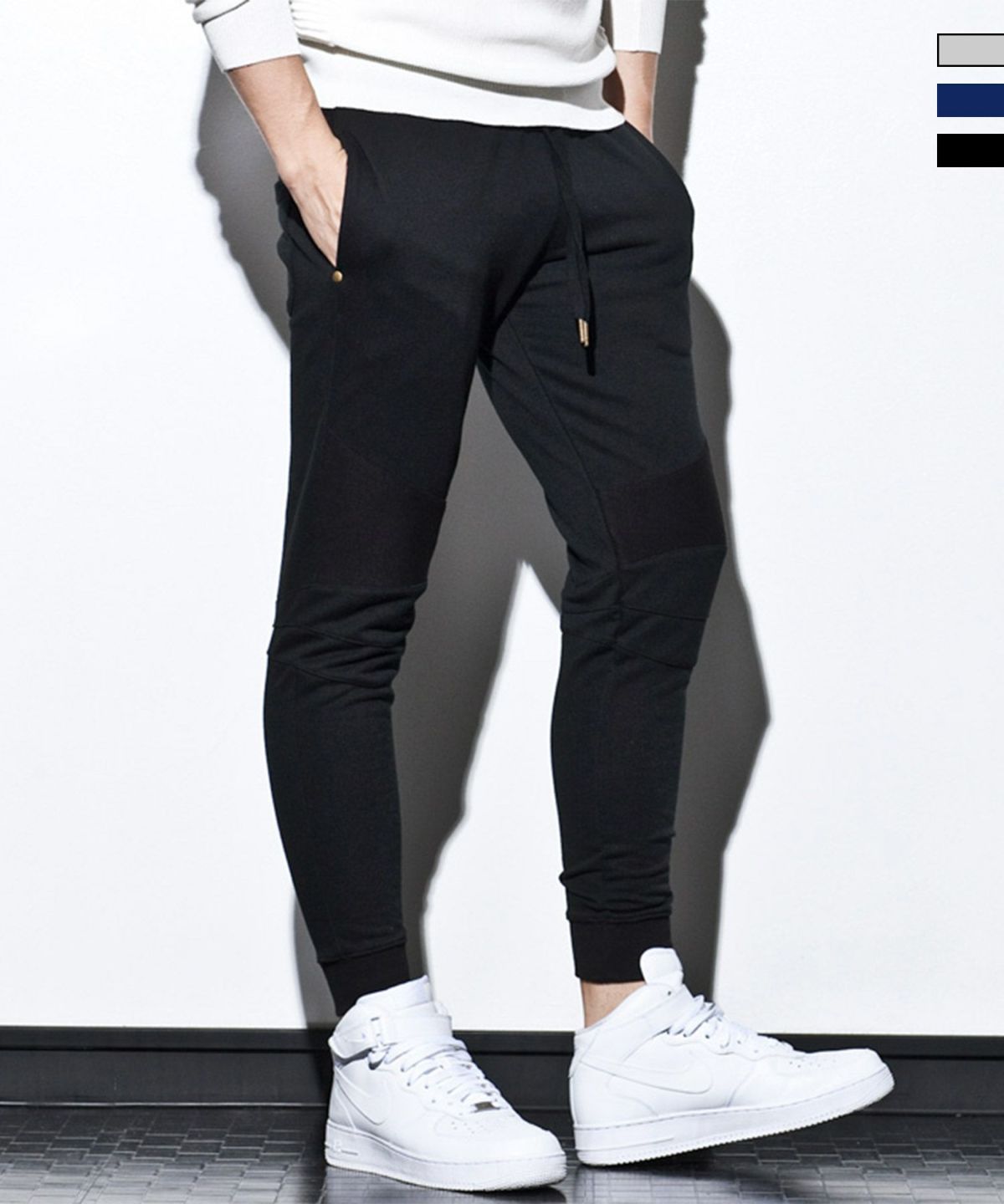 1PIU1UGUALE3 RELAX ジョガーパンツ ジップ ブラック XL 1PIU1UGUALE3 RELAX ウノピゥウノウグァーレトレ リブロゴ ジョガー