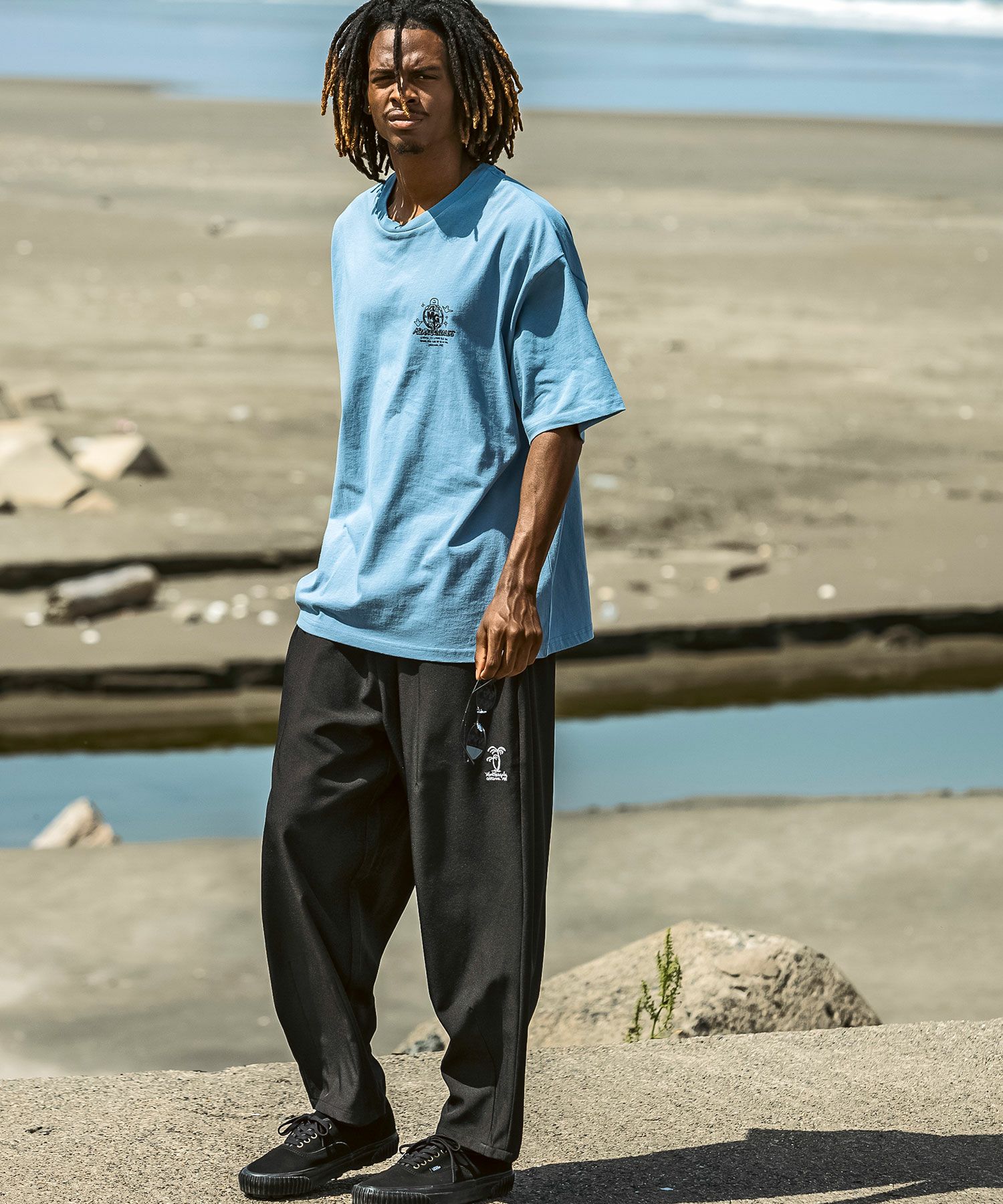 Mark Gonzales(マーク ゴンザレス)パームツリー刺繍ワイドパンツ