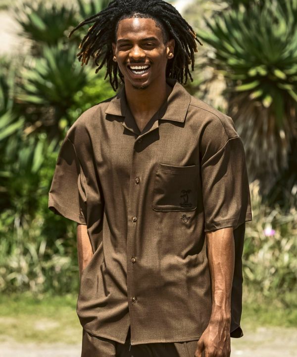 Mark Gonzales(マーク ゴンザレス)パームツリー刺繍オープンカラー半袖