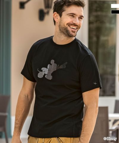 1PIU1UGUALE3 RELAX(ウノピゥウノウグァーレトレ リラックス)【ミッキーマウス】グラデーション刺繍半袖Tシャツ