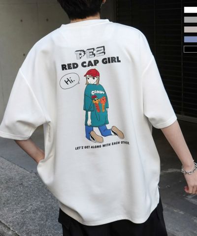 ILL'S（イルズ）【RED CAP GIRL × PEZ】 RCG×PEZコラボ バックプリント ドレープとろみ ビッグシルエットポンチTシャツ