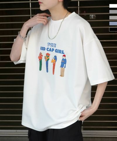 ILL'S（イルズ）【RED CAP GIRL × PEZ】 RCG×PEZコラボ フロントプリント ドレープとろみ ビッグシルエットポンチTシャツ