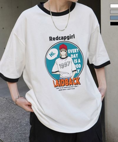 ILL'S（イルズ）【RED CAP GIRL】リンガー ビッグシルエット 半袖Tシャツ