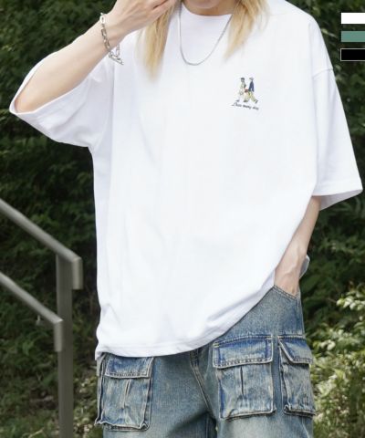 ILL’S(イルズ)ワンポイント刺繍ロゴ ヒゲオジ / デイリーウォーキング ビッグシルエット半袖Tシャツ