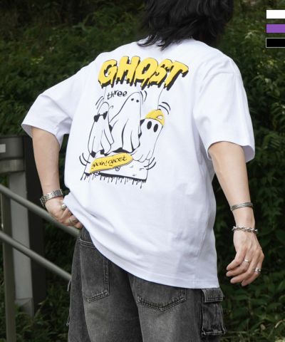 ILL’S(イルズ)ゴースト 発泡バックプリント ビッグシルエット半袖Tシャツ