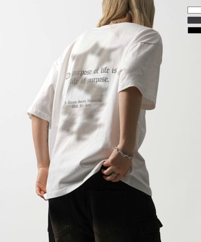 ILL’S(イルズ)フェードロゴ ボックスシルエット グランジ風 レトロモチーフ バックプリント 半袖Tシャツ