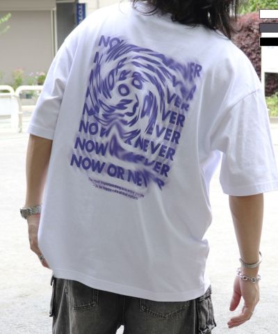 ILL’S(イルズ)韓国風バックプリント ビッグシルエット バックプリント 半袖Tシャツ ワンポイント