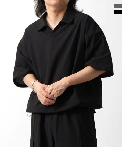 Confirm（コンファーム）ビックシルエット ポリメッシュ ドロスト スキッパーシャツ ユニセックス