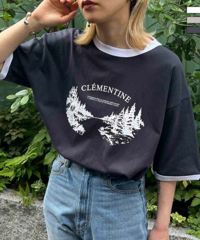 Confirm（コンファーム）フロントプリント ビッグシルエット半袖リンガーTシャツ カットソー ユニセックス