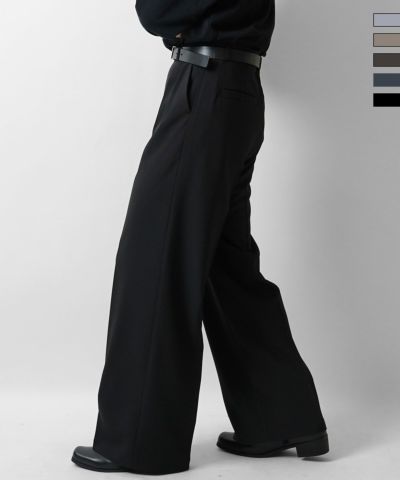 Confirm（コンファーム）ヴィンテージメイク ケミカル加工 デニム / ツイル タック ワイドストレートスラックスパンツ