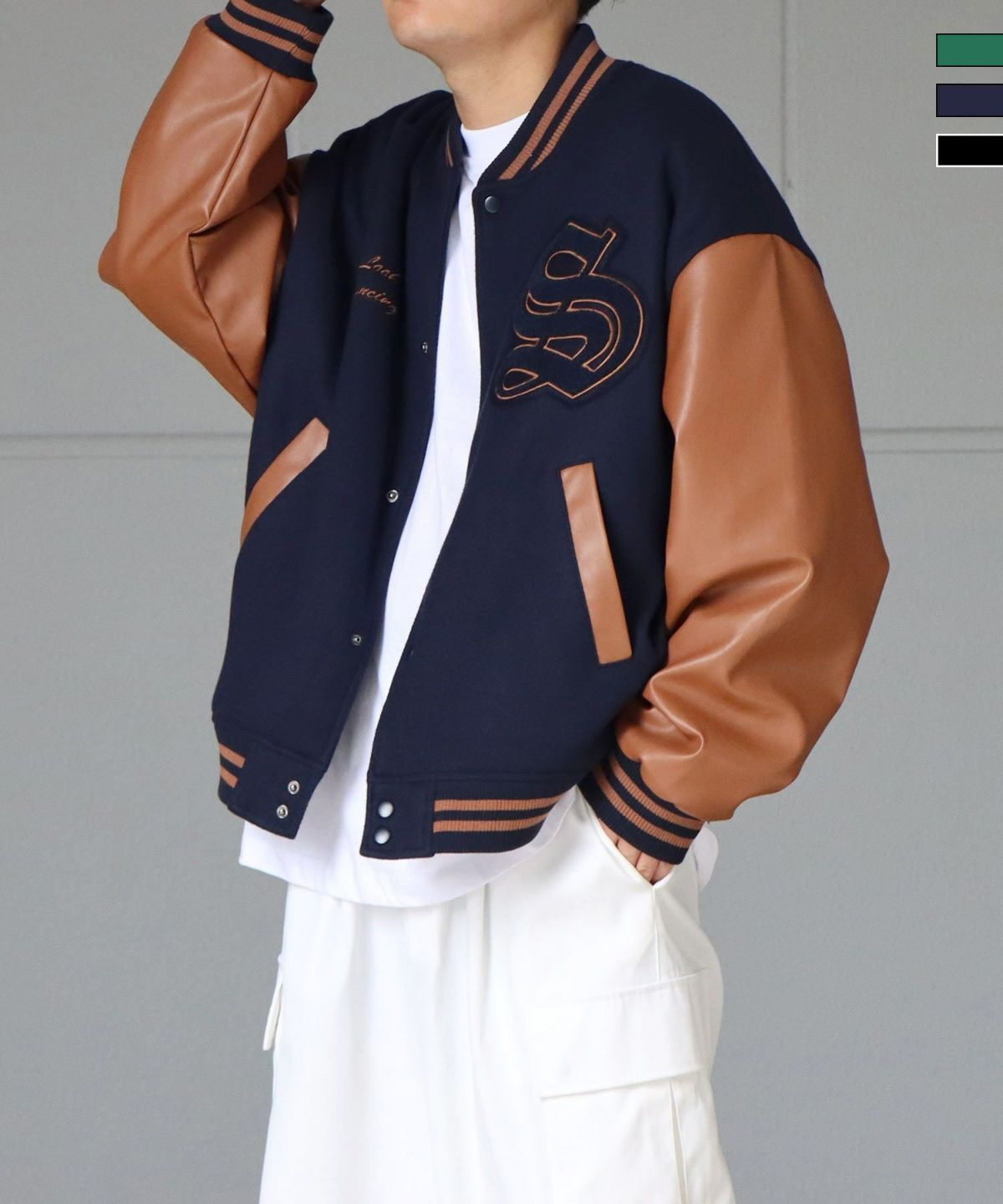 ILL'S（イルズ）サガラワッペン刺繍 ビッグシルエットスタジャン