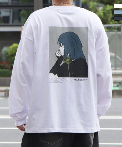 ILL'S（イルズ）イラストバックプリント / ワンポイント刺繍 ビッグシルエットロンT