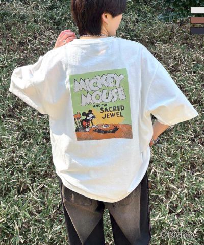 ILL'S（イルズ）Disney ヴィンテージライクプリント ミッキー ポスタープリント半袖Tシャツ