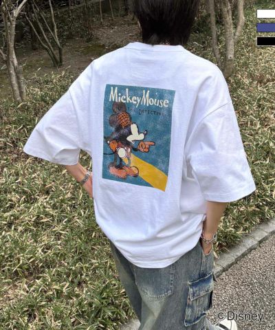 ILL'S（イルズ）Disney ヴィンテージライクプリント ミッキー ポスタープリント半袖Tシャツ