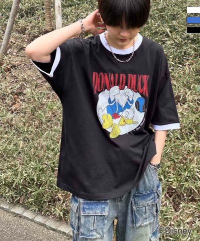 ILL'S（イルズ）Disney ヴィンテージライクプリント ドナルド リンガー半袖Tシャツ