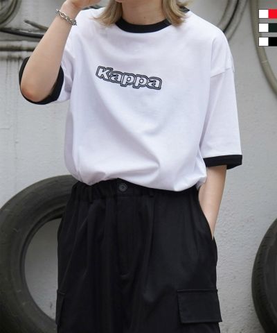KAPPA（カッパ）ブランドロゴプリント ビッグシルエット 半袖リンガーTシャツ