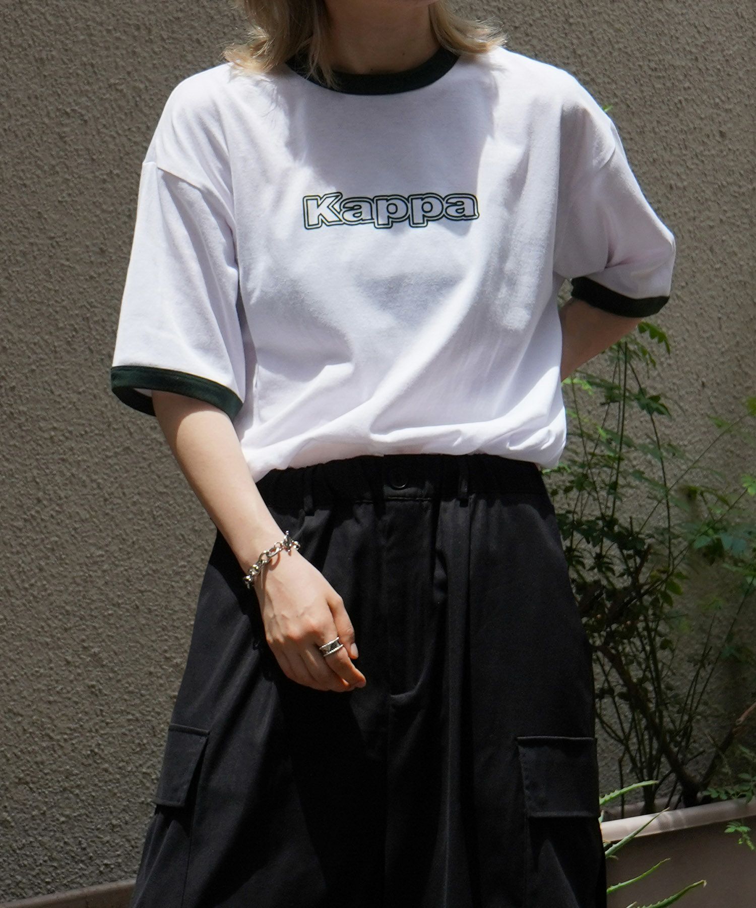 KAPPA（カッパ）ブランドロゴプリント ビッグシルエット 半袖リンガーT