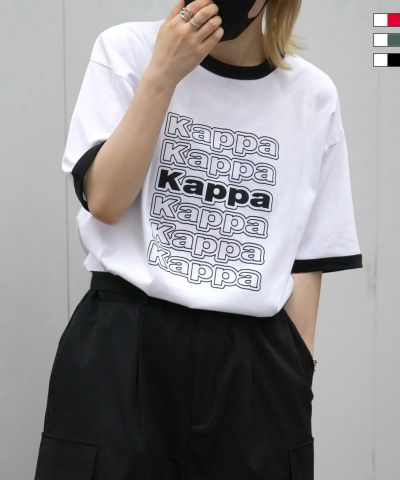 KAPPA（カッパ）ブランドロゴプリント ビッグシルエット 半袖リンガーTシャツ