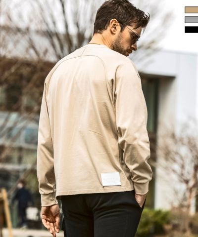 1PIU1UGUALE3 RELAX(ウノピゥウノウグァーレトレ リラックス)レザーパッチシルケットロングTシャツ