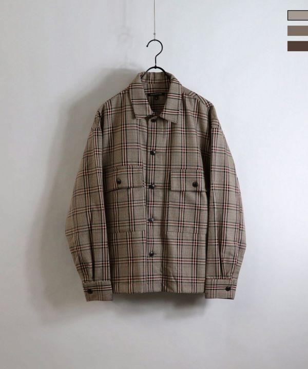sfc チェック柄オーバーサイズシャツ ベージュ系 チェックシャツ オーバーサイズ ゆるシャツ[品番：NETW0001670]｜Riff