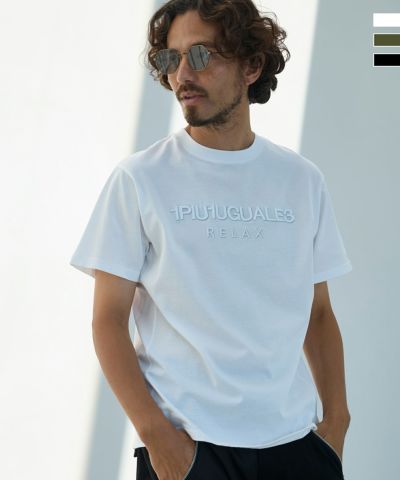 1PIU1UGUALE3 RELAX(ウノピゥウノウグァーレトレ リラックス)3Dシャドウロゴ半袖Tシャツ