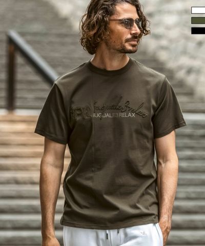 1PIU1UGUALE3 RELAX(ウノピゥウノウグァーレトレ リラックス)スウィッチングロゴ半袖Tシャツ